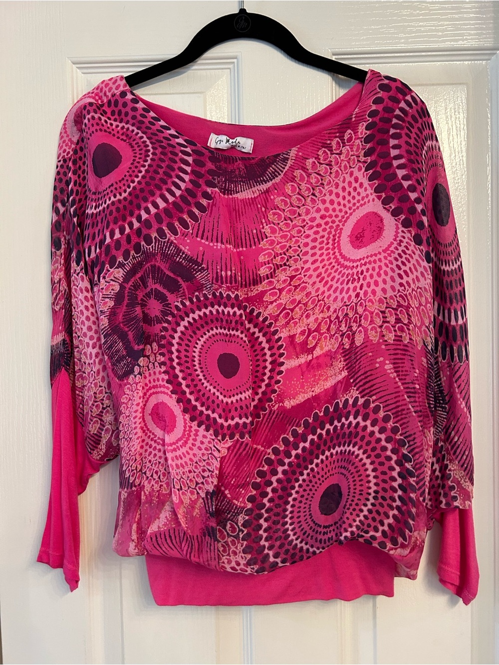 Liz Claiborne Pink Patterned Boatneck Blouse